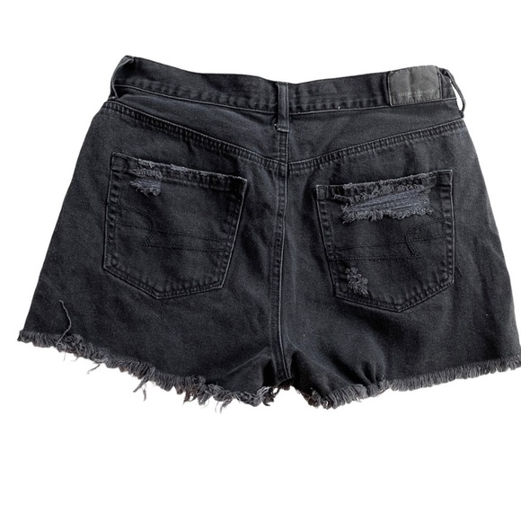 American Eagle Frayed Hem Distressed Mom Short Washed Black 4 - Picture 7 of 7